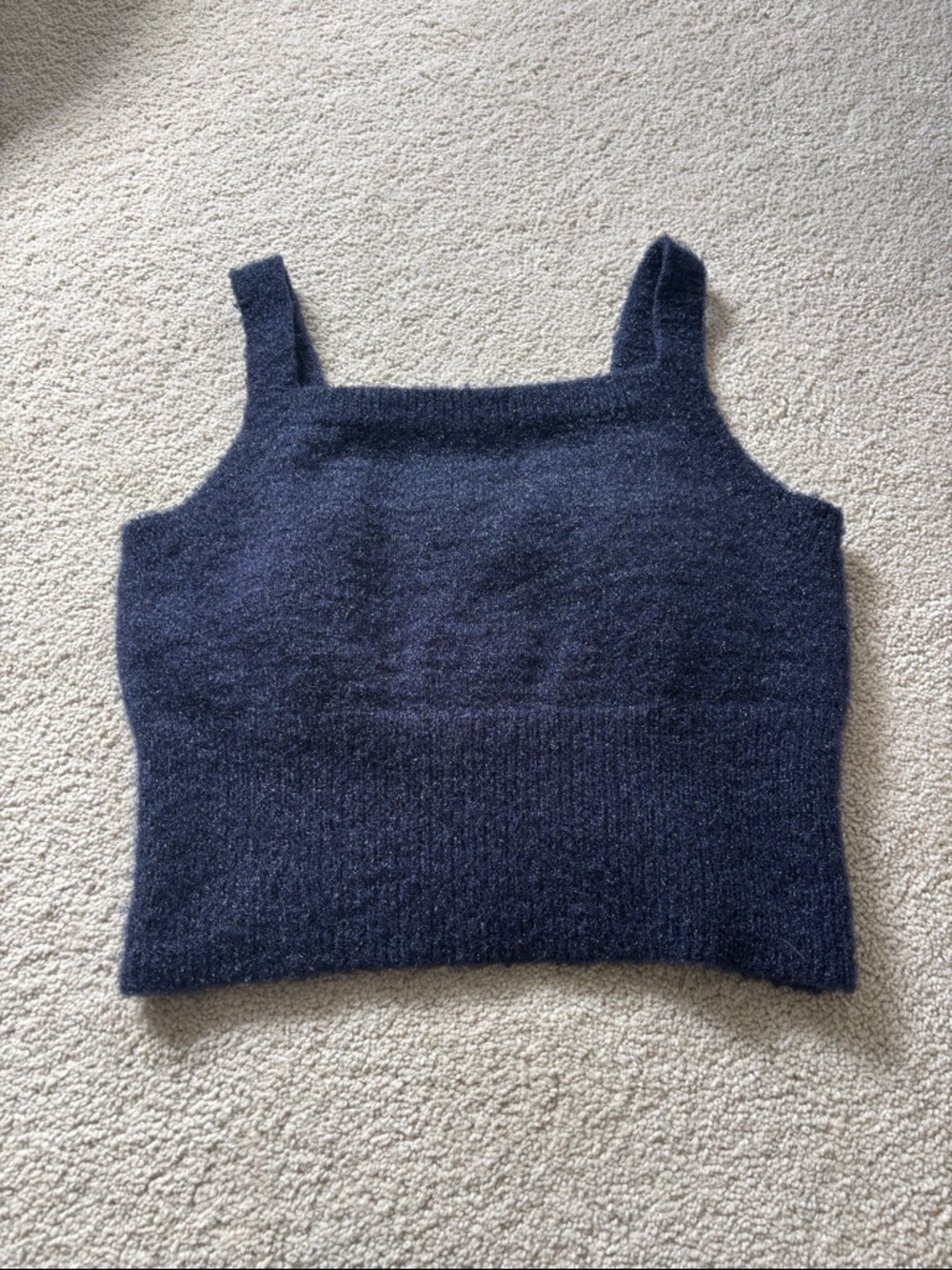 Navy blue knit crop top